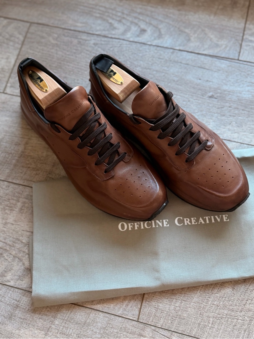 Officine Creative Men's Brown Leather Low-Top Sneakers